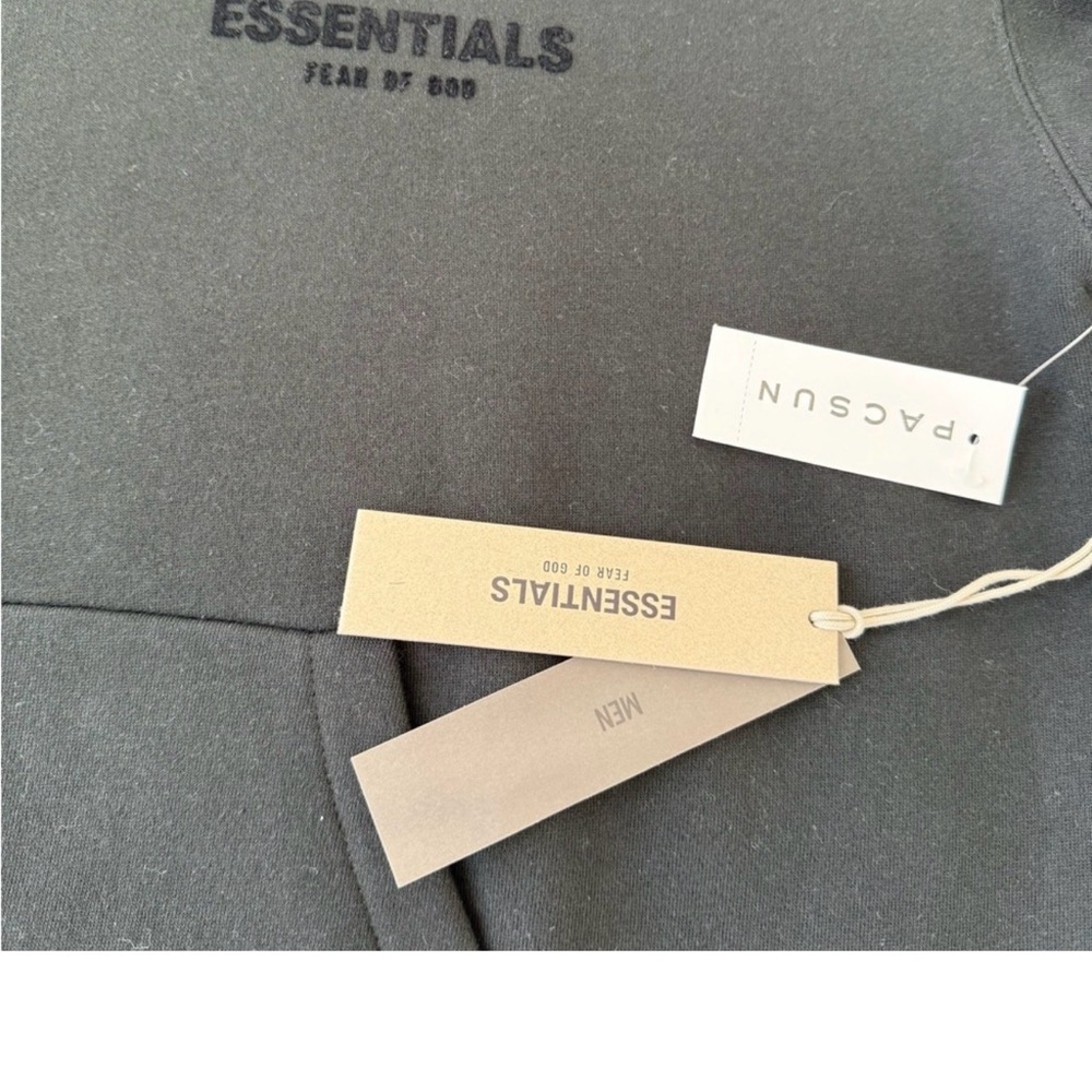 Fear of God ESSENTIALS Black Back-Logo Crewneck Hoodie - Picture 2 of 3